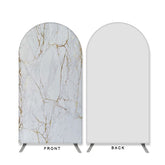 Lofaris Light Grey Marble Texture Double Sided Arch Backdrop Decor